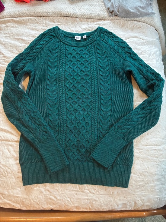 GAP Sweaters - GAP Women's Teal Cable Knit Crewneck Sweater